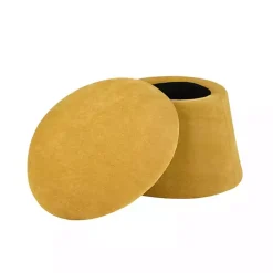 Online Kirklands Home Spice Chenille Mushroom Storage Ottoman Yellow