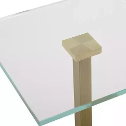 Kirklands Home Square Glass and Marble Accent Table Black