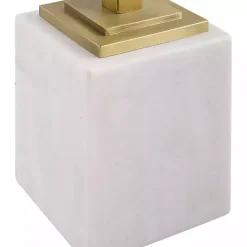 Online Kirklands Home Square Glass and Marble Accent Table White