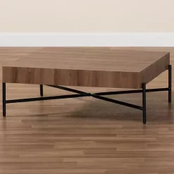 Hot Kirklands Home Square Light Wood X Base Coffee Table Brown