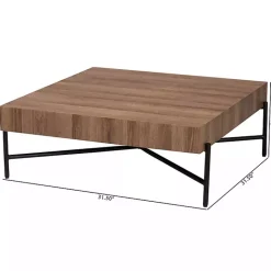 Hot Kirklands Home Square Light Wood X Base Coffee Table Brown
