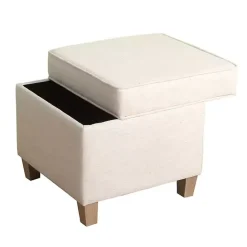 Clearance Kirklands Home Square Oatmeal Storage Ottoman Ivory