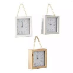 New Kirklands Home Square Wood Beaded Wall Clocks, Set of 3