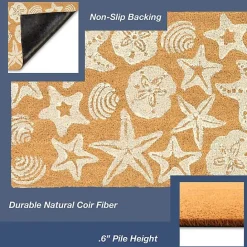 New Kirklands Home Starfish and Sand Dollars Coir Doormat