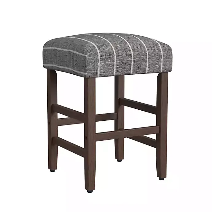 Online Kirklands Home Steel Blue and White Striped Backless Stool
