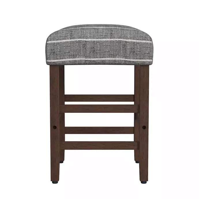 Online Kirklands Home Steel Blue and White Striped Backless Stool