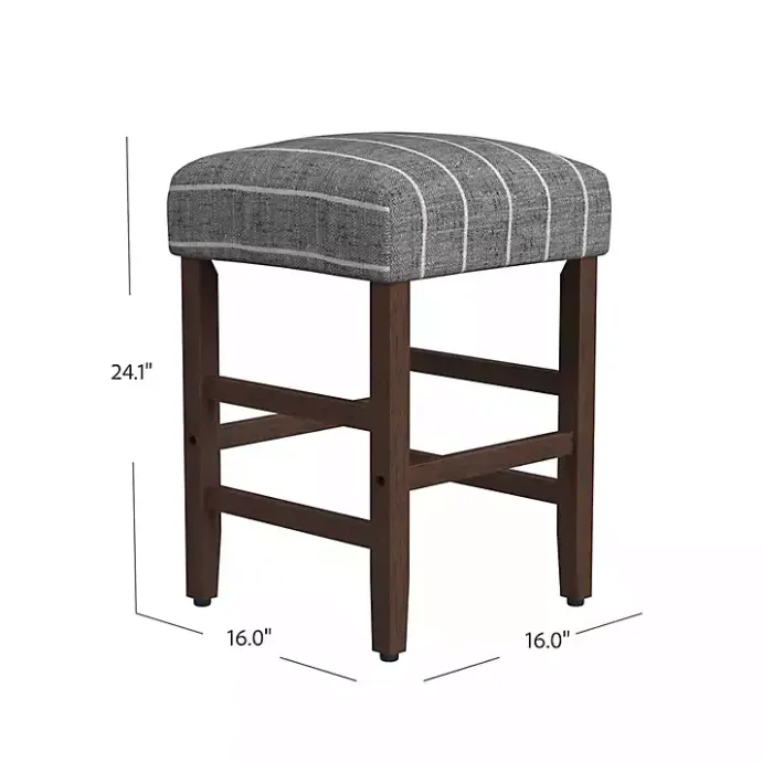 Online Kirklands Home Steel Blue and White Striped Backless Stool
