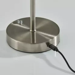 Outlet Kirklands Home Steel Metal Disc Frosted Light Cordless Table Lamp Silver