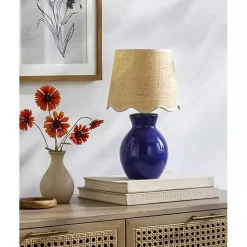 Discount Kirklands Home Stella Mini Table Lamp with Woven Shade Blue