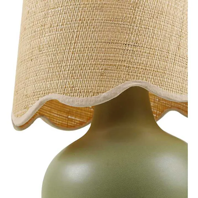 New Kirklands Home Stella Diminuta Table Lamp with Woven Shade Green