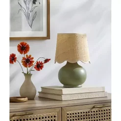 New Kirklands Home Stella Diminuta Table Lamp with Woven Shade Green
