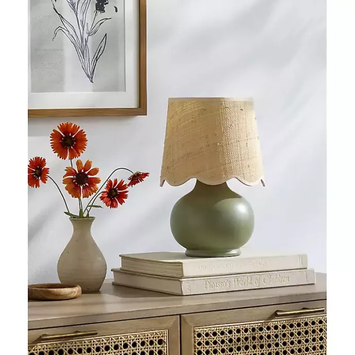 New Kirklands Home Stella Diminuta Table Lamp with Woven Shade Green