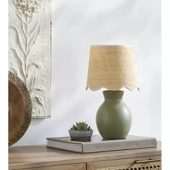 Clearance Kirklands Home Stella Mini Table Lamp with Woven Shade Green