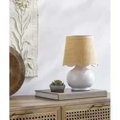 New Kirklands Home Stella Diminuta Table Lamp with Woven Shade White