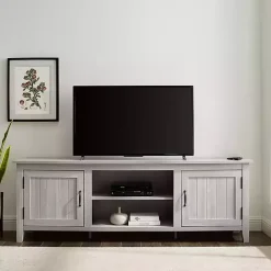 Clearance Kirklands Home Stone Grooved Door Modern Farmhouse TV Stand Gray