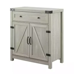 Kirklands Home Stone Rustic Barndoor Cabinet Gray