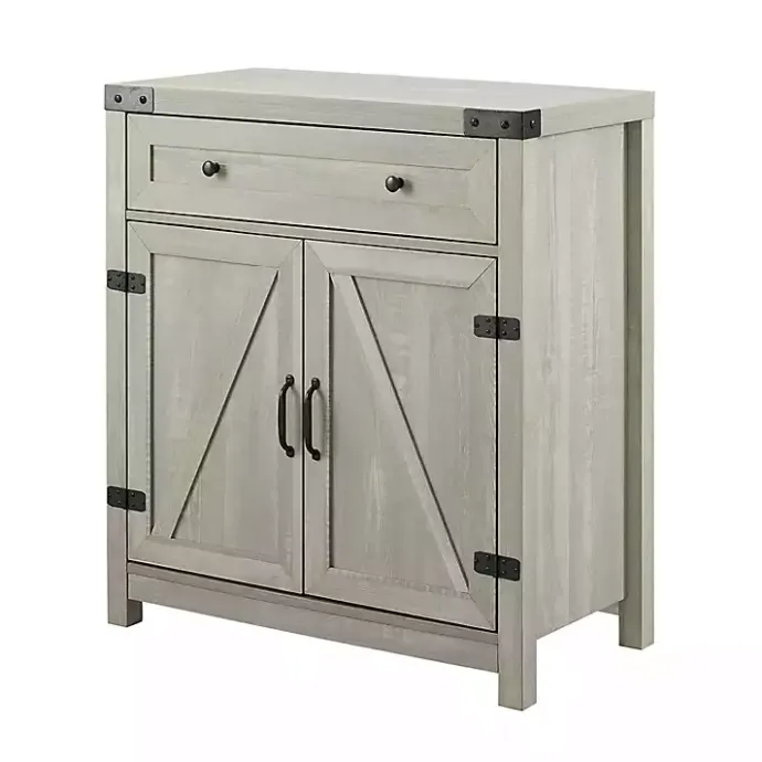 Kirklands Home Stone Rustic Barndoor Cabinet Gray