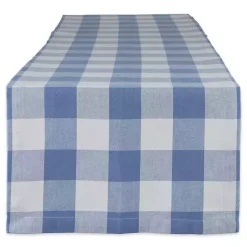 Discount Kirklands Home Stonewash Blue Buffalo Check Table Runner, 72 in.