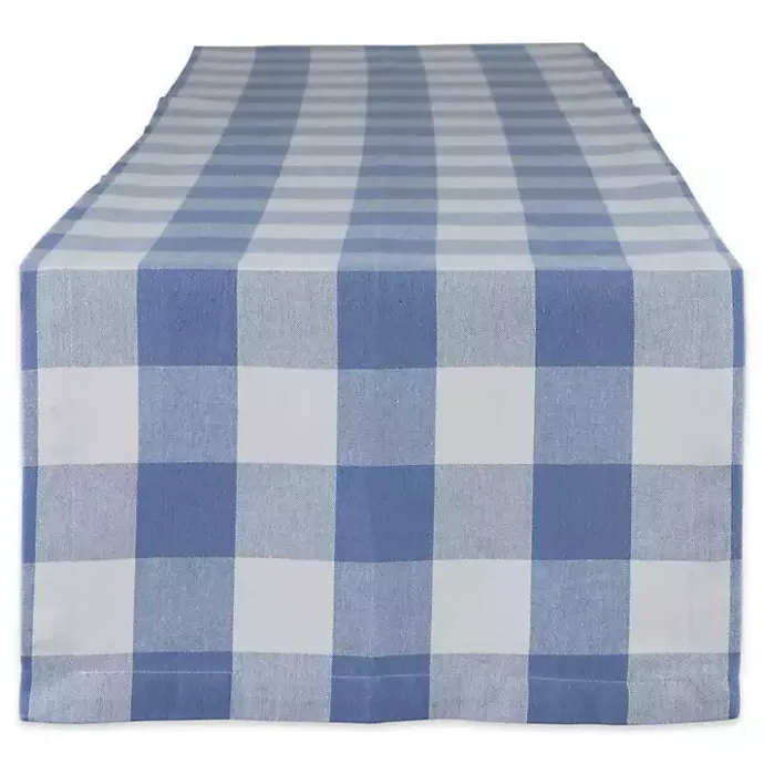 Discount Kirklands Home Stonewash Blue Buffalo Check Table Runner, 72 in.