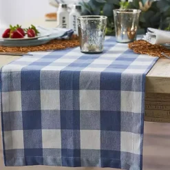 Discount Kirklands Home Stonewash Blue Buffalo Check Table Runner, 72 in.