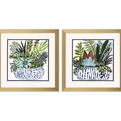 Outlet Kirklands Home Succulent Garden Framed Art Prints, Set of 2 Green