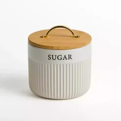 Sale Kirklands Home Sugar Ribbed Ceramic Canister Ivory