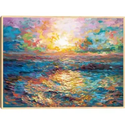 Hot Kirklands Home Sunset in Mykonos Framed Canvas Art Print