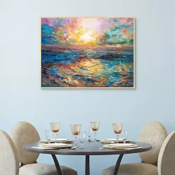 Hot Kirklands Home Sunset in Mykonos Framed Canvas Art Print
