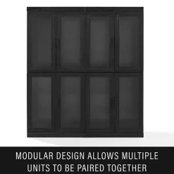 Kirklands Home Tall Black Wood and Glass Door Storage Cabinet