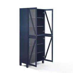 Clearance Kirklands Home Tall Navy Triangle 4-Door Wood Cabinet Blue