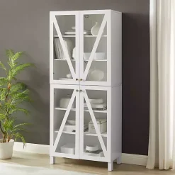 Outlet Kirklands Home Tall Triangle 4-Door Wood Cabinet White