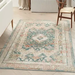 Kirklands Home Talula Teal Bohemian Vintage Area Rug, 5x7