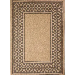 New Kirklands Home Tan & Black Zig Zag Indoor/Outdoor Area Rug, 5x7