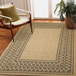 Kirklands Home Tan & Black Zig Zag Indoor/Outdoor Area Rug, 7x9
