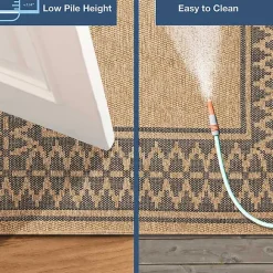 Kirklands Home Tan & Black Zig Zag Indoor/Outdoor Area Rug, 7x9