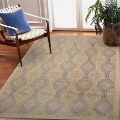 Kirklands Home Tan & Navy Diamonds Indoor/Outdoor Area Rug, 5x7
