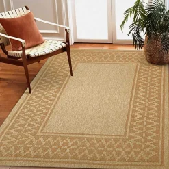 Discount Kirklands Home Tan & Orange Zig Zag Indoor/Outdoor Area Rug, 5x7