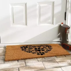 Clearance Kirklands Home Tan and Black Coir Heart Paws Doormat, 17x29