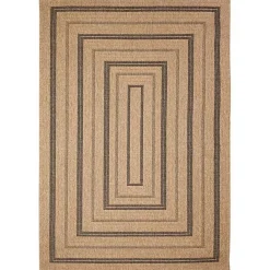 Online Kirklands Home Tan and Black Framed Indoor/Outdoor Area Rug, 5x7