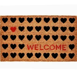 Kirklands Home Tan and Black Welcome Heart Doormat