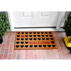 Kirklands Home Tan and Black Welcome Heart Doormat