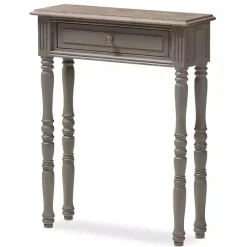 Hot Kirklands Home Tan and Gray Ornate Ball Turned Console Table