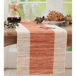 Best Kirklands Home Tan and Orange Shimmer Banded Table Runner