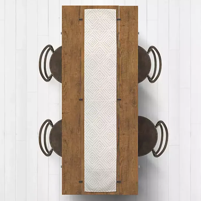 Outlet Kirklands Home Tan and White Diamond Table Runner, 72 in.