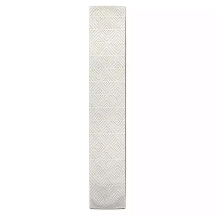 Outlet Kirklands Home Tan and White Diamond Table Runner, 72 in.