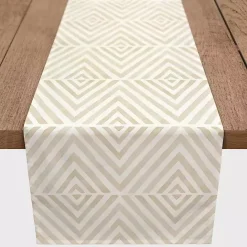 Clearance Kirklands Home Tan and White Diamond Table Runner, 90 in.