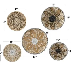 New Kirklands Home Tan Bohemian Seagrass 5-pc. Wall Plaque Set