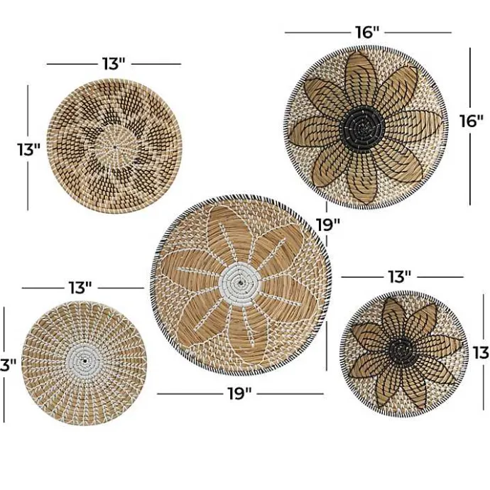 New Kirklands Home Tan Bohemian Seagrass 5-pc. Wall Plaque Set