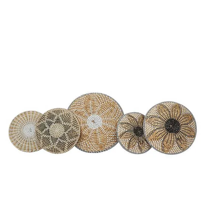 New Kirklands Home Tan Bohemian Seagrass 5-pc. Wall Plaque Set