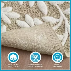 Clearance Kirklands Home Tan Botanical Cotton Bath Mat, 60 in.